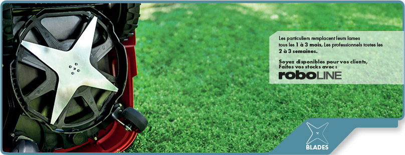 visuel illustrant un robot avec lame de coupe visible pour illustrer la gamme roboline blades